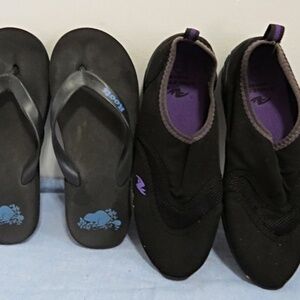 Athletic Works Water Shoes and ROOTS Flip Flops Size 7